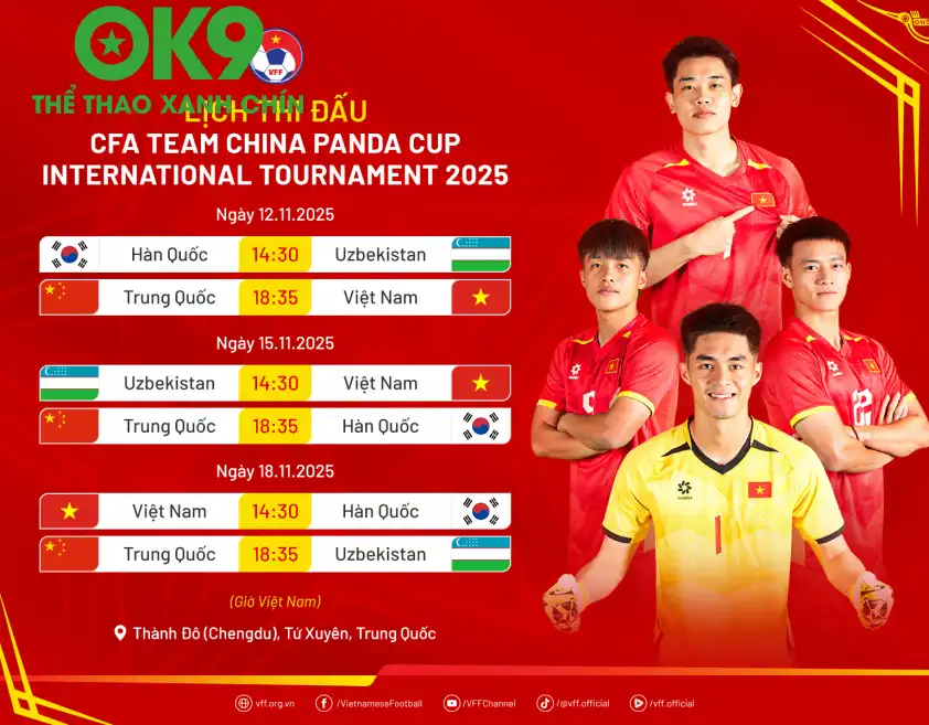 Lịch thi đấu U23 Việt Nam tại giải Panda Cup 2025 Lịch thi đấu U23 Việt Nam tại giải Panda Cup 2025